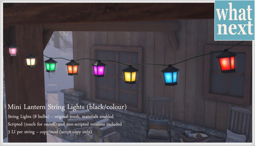 {what next} Mini Lantern String Lights black & colour